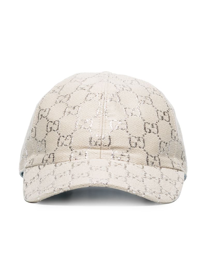 Gucci - GG Supreme metallic baseball cap - women - Silk/Polyamide/Viscose/WoolMetallized Polyamide - S, M, L - White