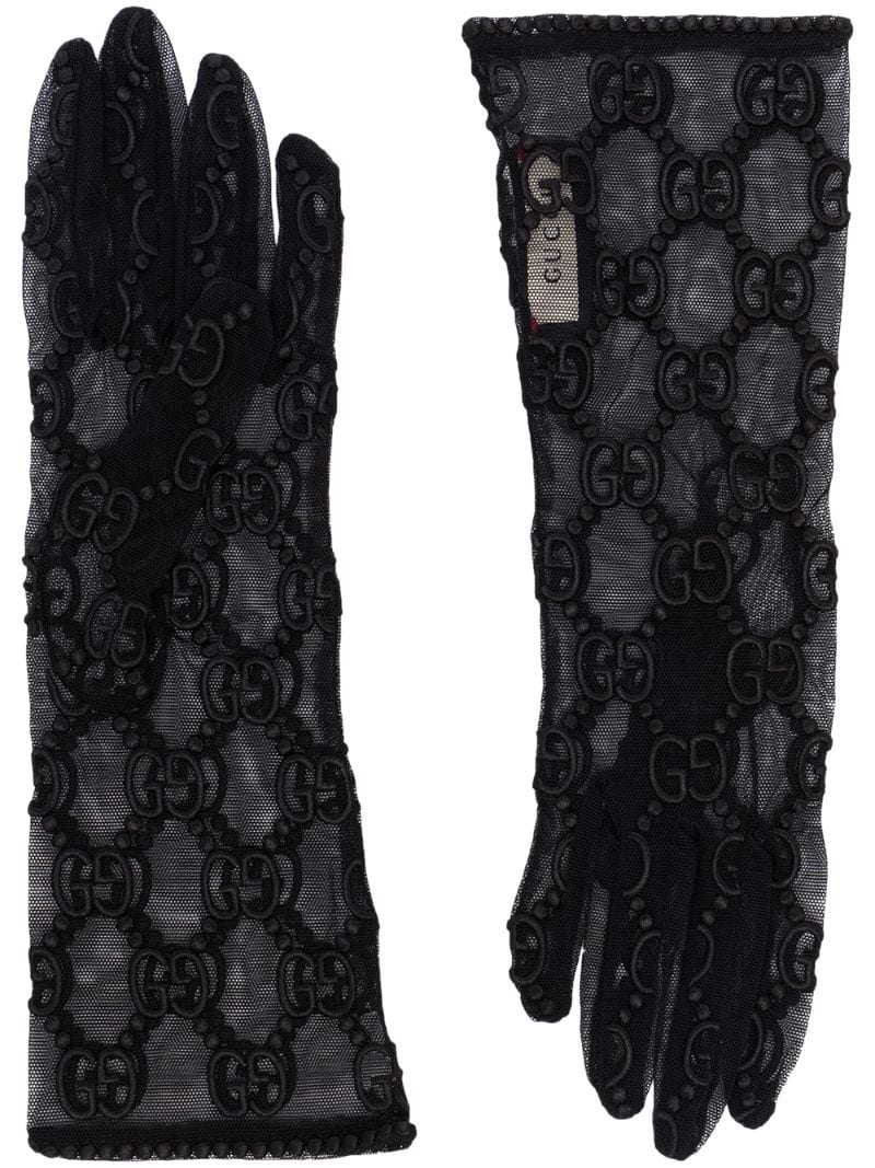 Gucci - macrame lace gloves - women - Polyamide/Elastane - 6.5, 7, 7.5 - Black