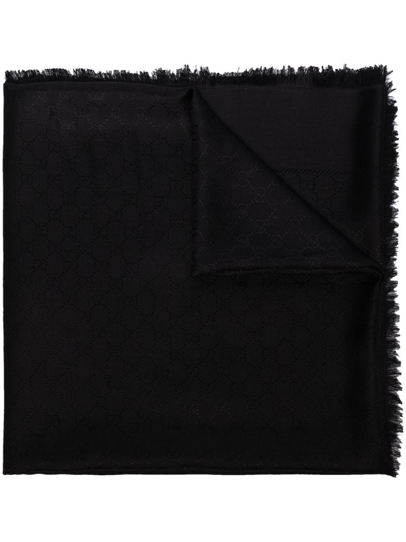 Gucci - black tonal GG Supreme logo silk wool scarf - women - Silk/Wool - One Size - Black