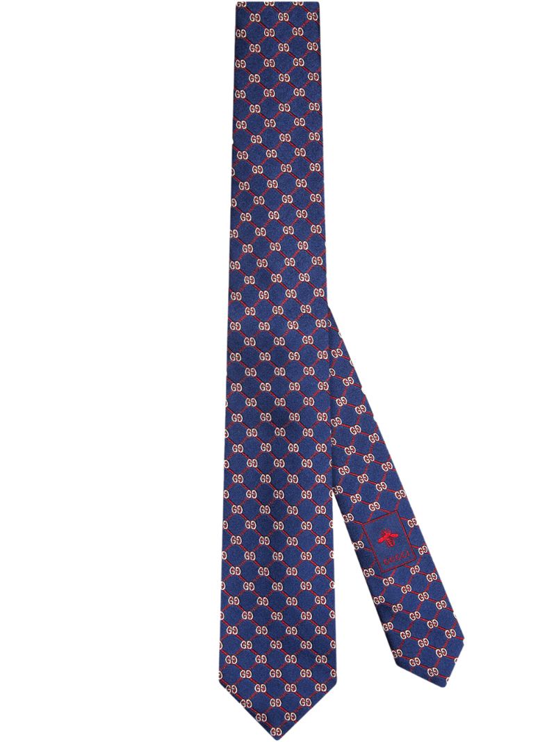 Gucci - GG Rhombus jacquard tie - men - Silk - One Size - Blue