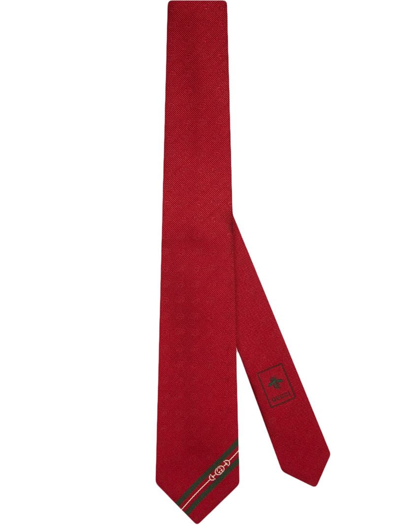Gucci - striped horsebit-print tie - men - Silk - One Size - Red