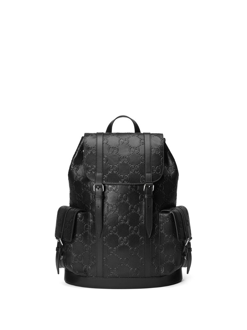 Gucci - logo-embossed backpack - men - Cotton/Linen/Flax/Leather - One Size - Black