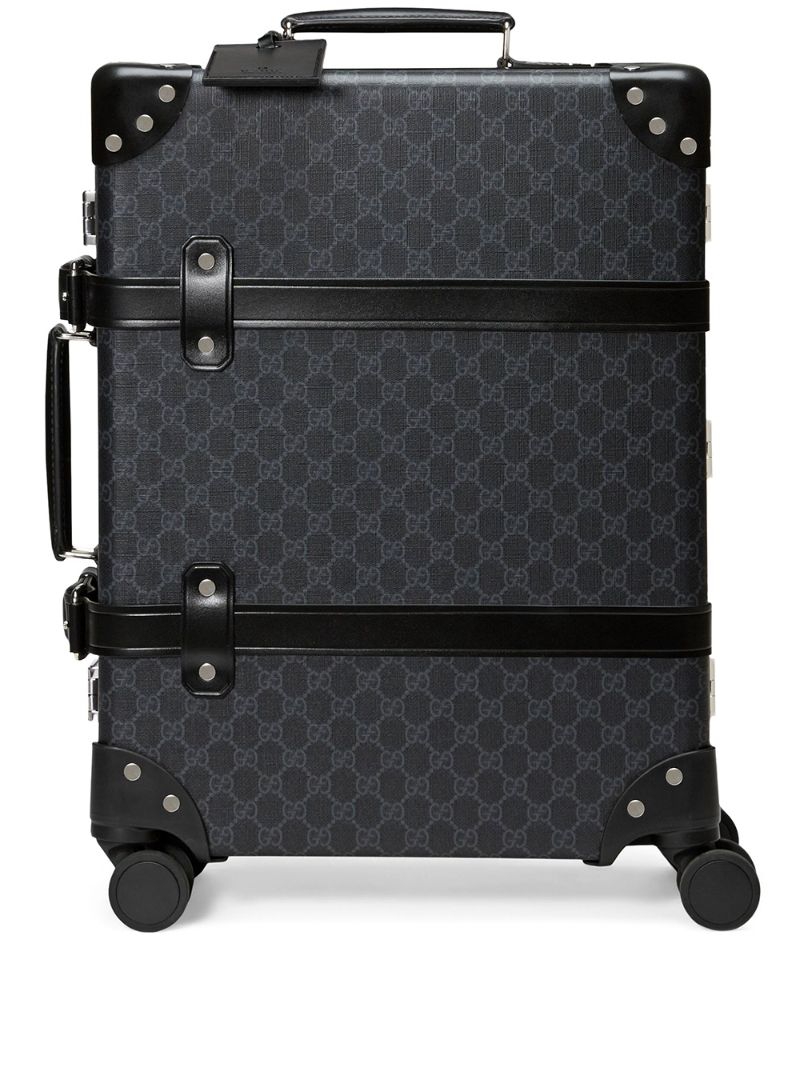Gucci - GG Supreme print suitcase - men - Cotton/Leather/Canvas/Palladium Plated Brass - One Size - Black