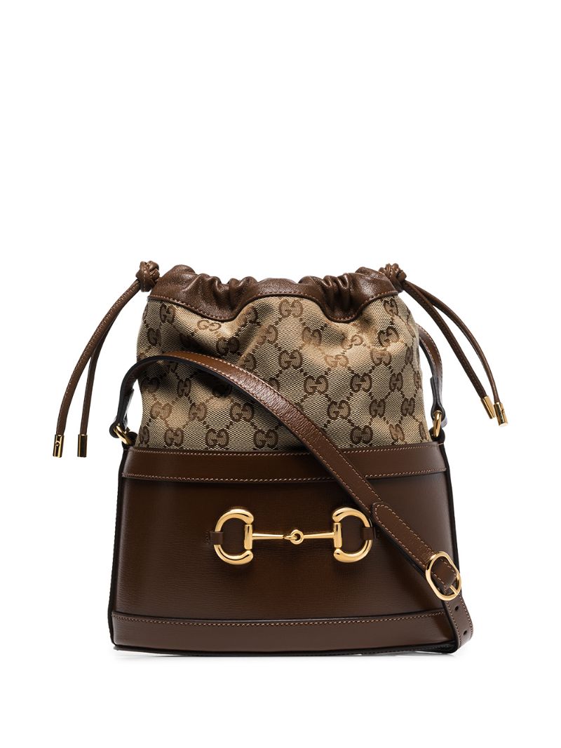 Gucci - Horsebit 1955 bucket bag - women - Leather/Fabric - One Size - Brown