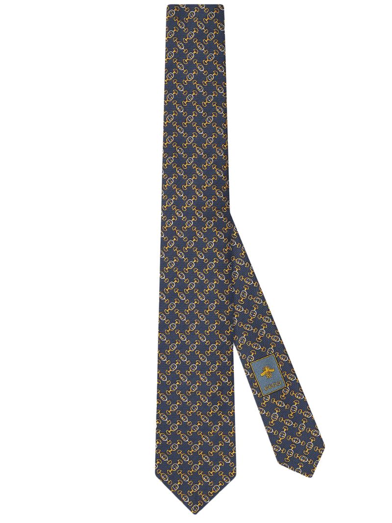 Gucci - printed GG motif tie - men - Silk/Wool - One Size - Blue