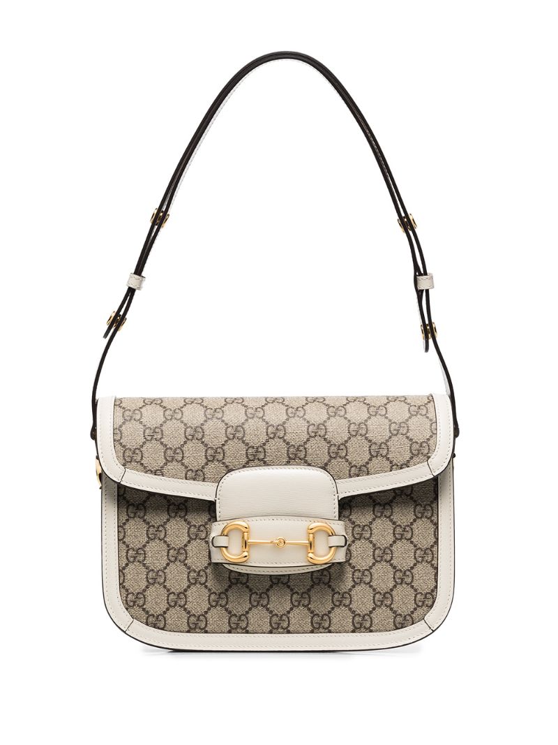 Gucci - Horsebit GG Supreme shoulder bag - women - Leather/Canvas - One Size - NEUTRALS