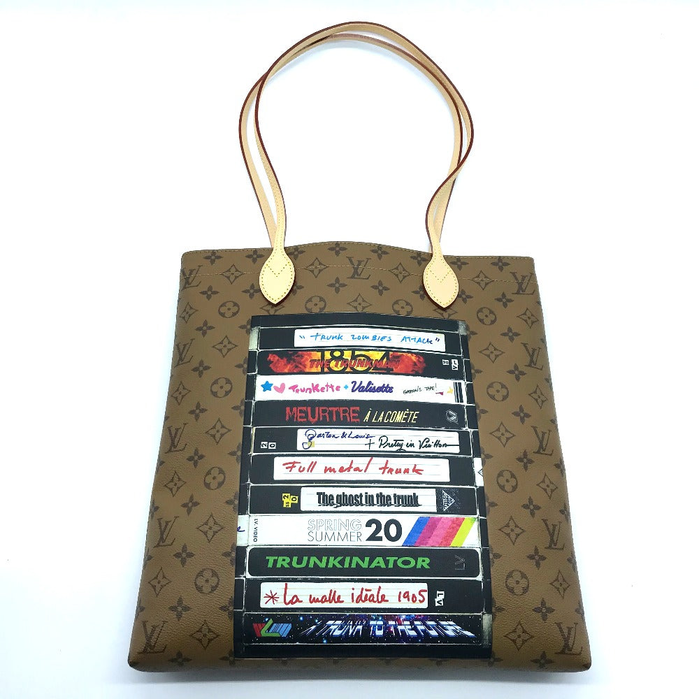 Louis Vuitton M45198 reverse Video Print Monogram Canvas Brown Tote Bag