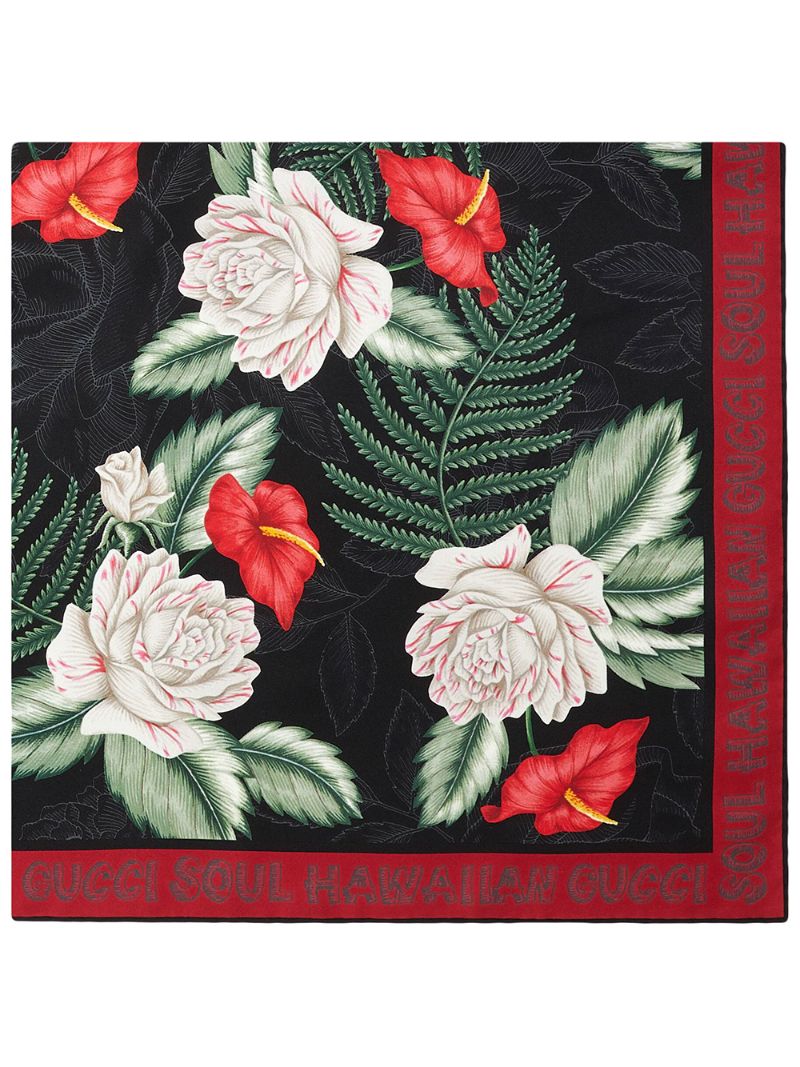 Gucci - floral print scarf - women - Silk - One Size - Black