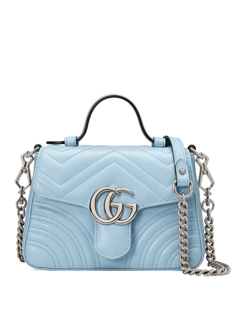 Gucci - mini GG Marmont shoulder bag - women - Leather/Microfibre/Palladium Plated Brass - One Size - Blue