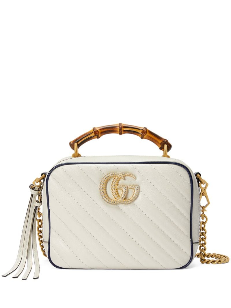 Gucci - GG Marmont leather small shoulder bag - women - Bamboo/Leather/Gold Plated Metal/Microfibre - One Size - White