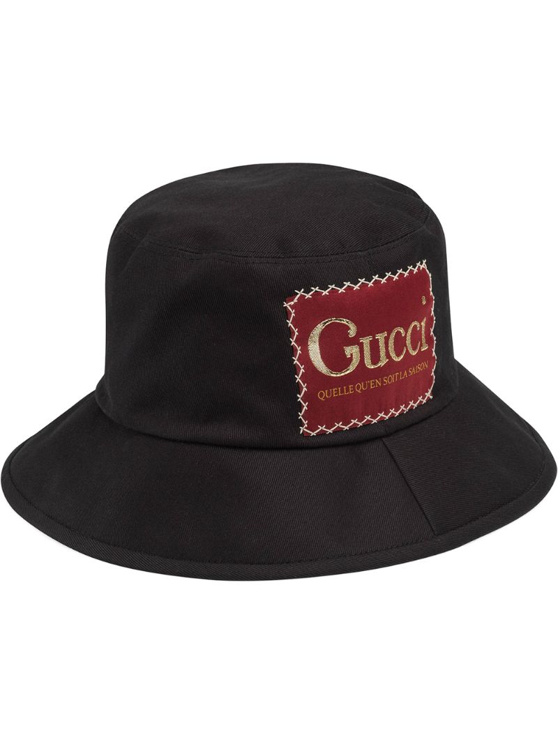 Gucci - logo patch bucket hat - men - Cotton - S, M, L, XL - Black