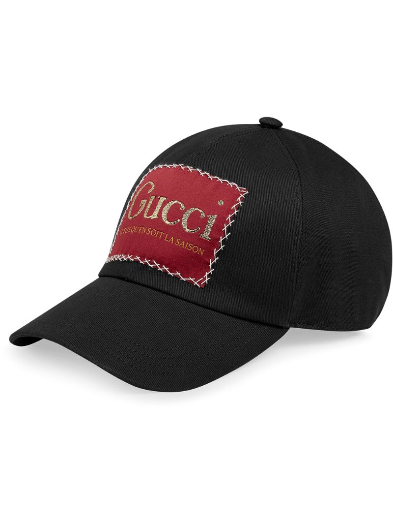 Gucci - logo patch baseball cap - men - Cotton/Leather - S, M, L - Black