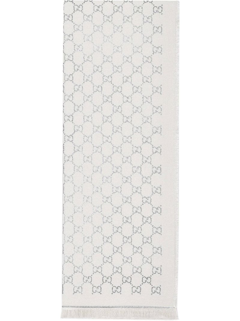 Gucci - GG jacquard-woven scarf - women - Cotton/Viscose/Metallic Fibre - One Size - White