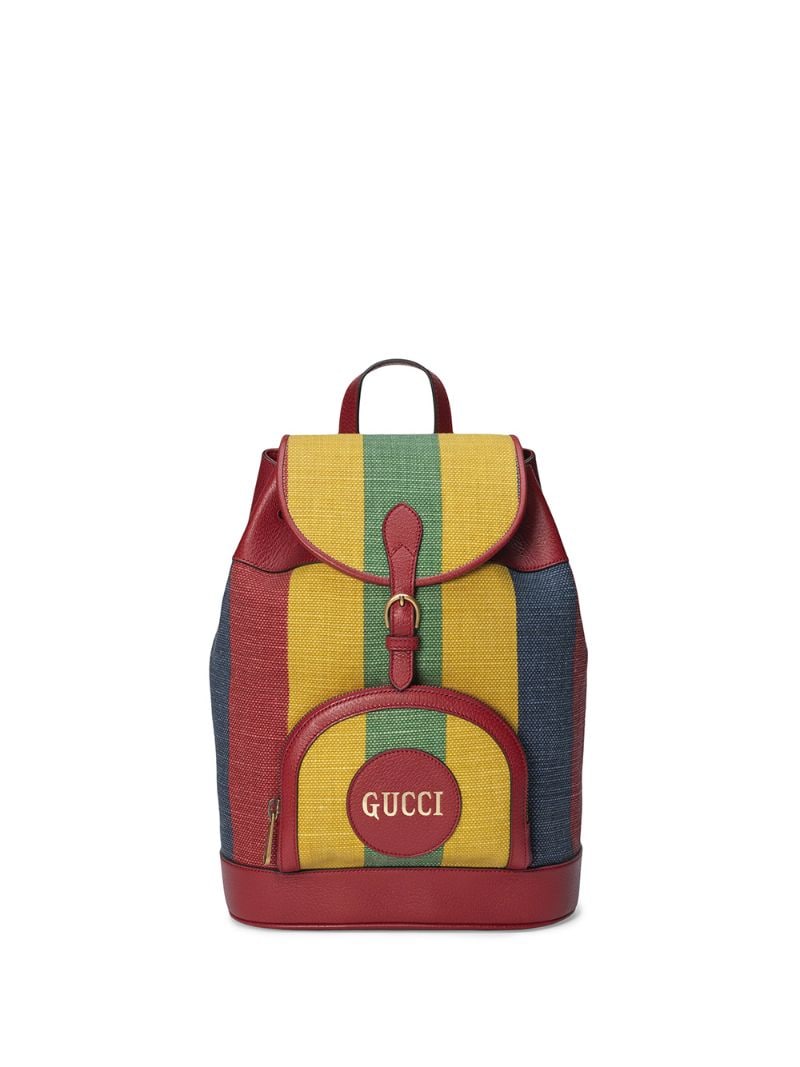 Gucci - Baiadera stripe backpack - men - Cotton/Leather/Canvas - One Size - yellow