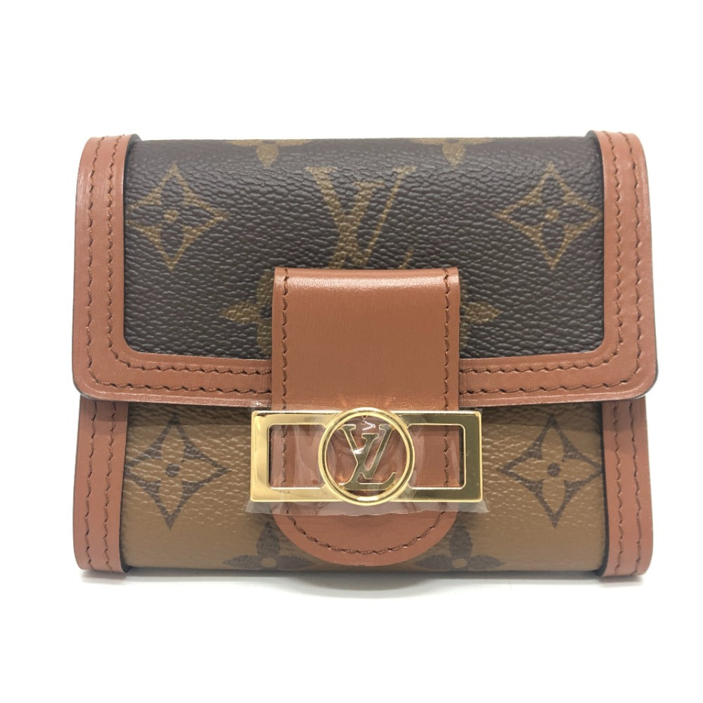 Louis Vuitton Trifold M68725 reverse Portefeuille Dauphine Monogram Canvas Brown Wallet Case