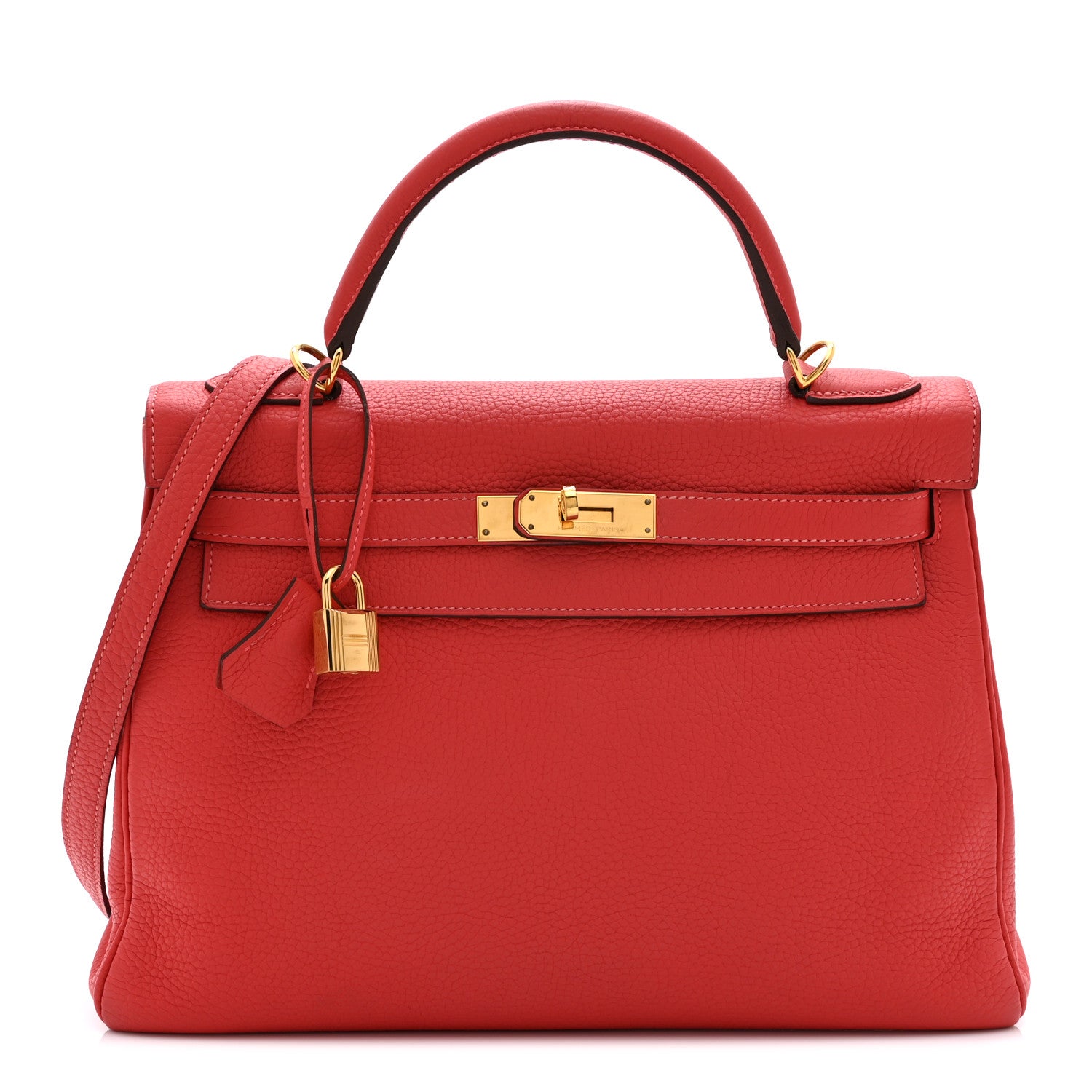 Hermes Togo Kelly Retourne Rouge Pivoine Handbag Travel Bag