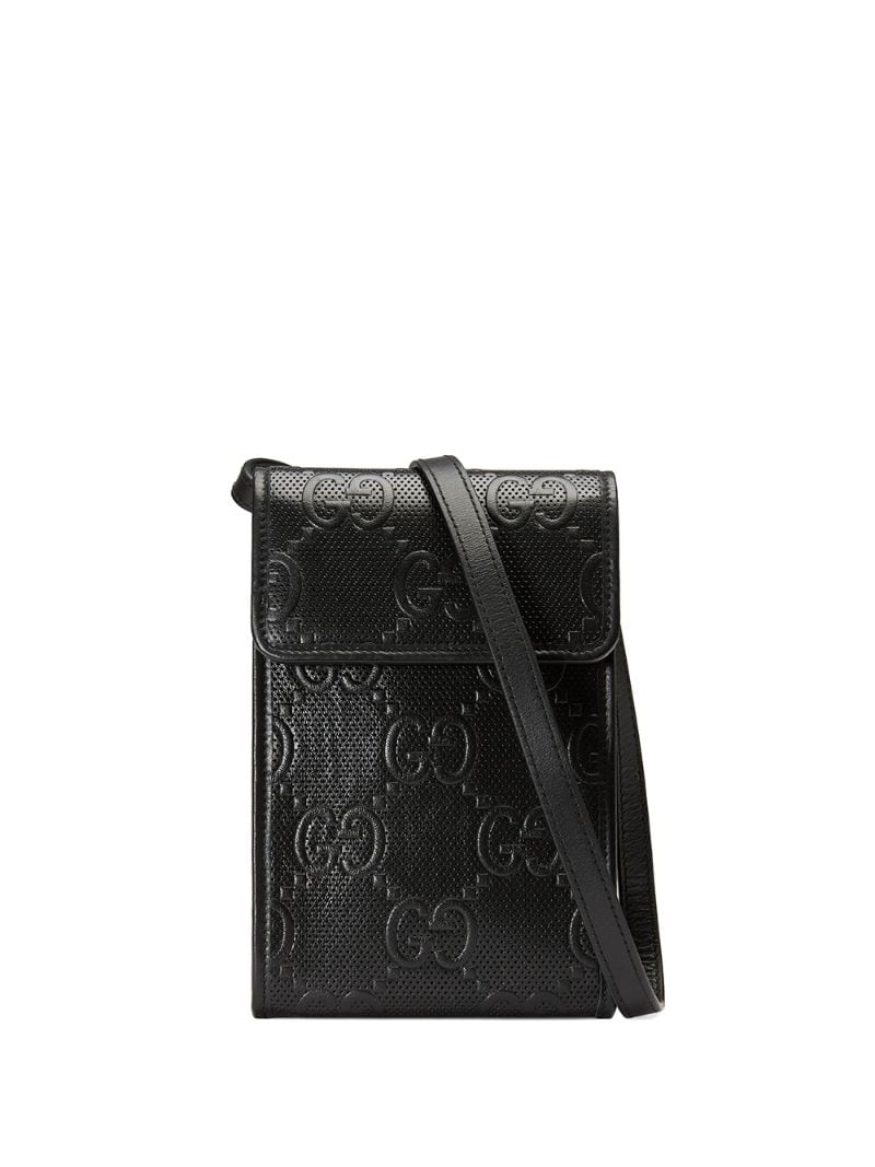 Gucci - GG Signature phone holder - men - Cotton/Linen/Flax/Leather/Viscose - One Size - Black