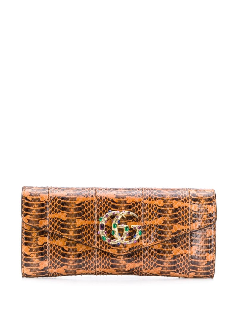 Gucci - Broadway GG clutch bag - women - Snake Skin - One Size - ORANGE