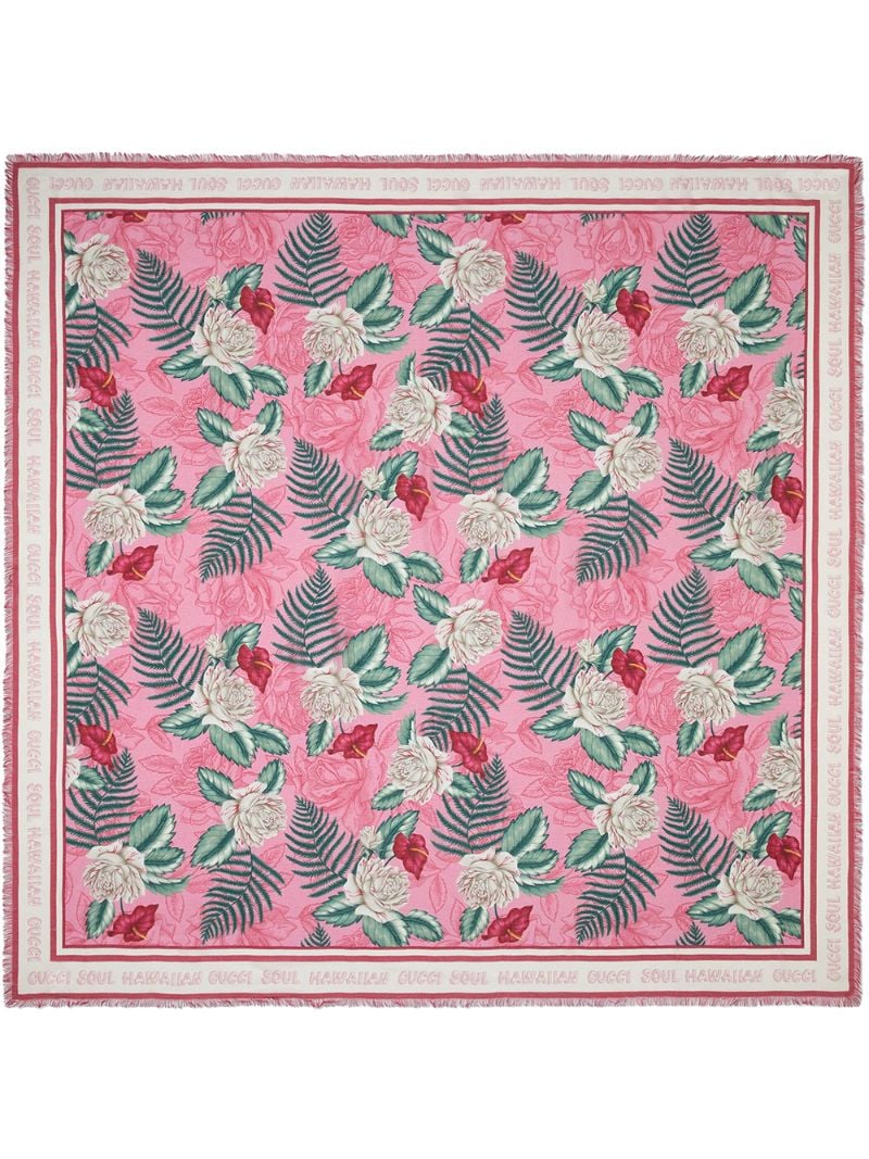 Gucci - Hawaiian print shawl - women - Silk/Modal - One Size - PINK