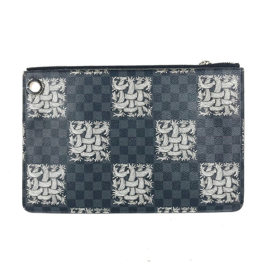 Louis Vuitton N61231 Damier Grafitto Damier Grafitte Canvas Black Clutch Bag
