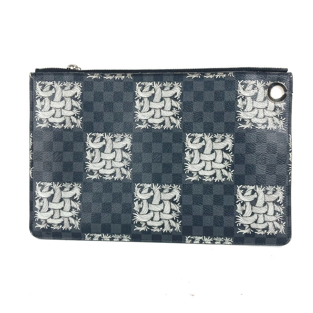 Louis Vuitton N61231 Damier Grafitto Damier Grafitte Canvas Black Clutch Bag