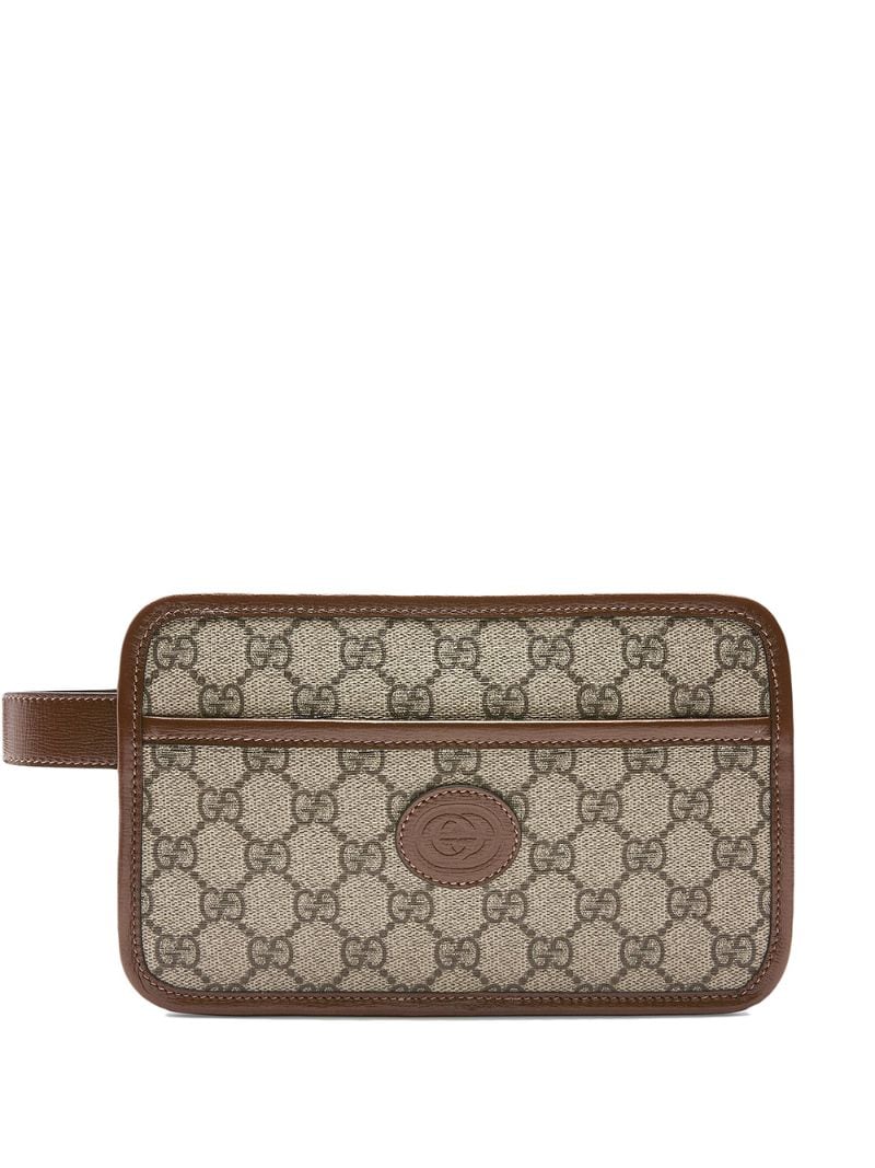 Gucci - GG travel pouch - men - Leather/Canvas/Microfibre - One Size - Brown