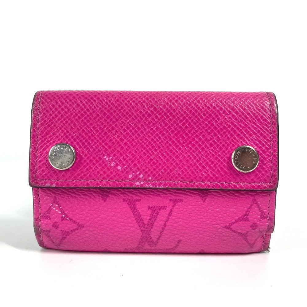 Louis Vuitton Trifold M30773 Taiga Taigalama Discovery Monogram Leather Canvas Pink Wallet Case