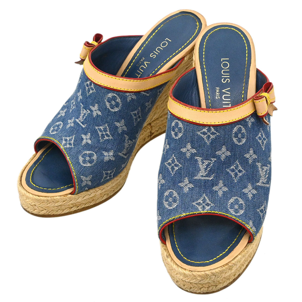 Louis Vuitton 2005 Monogram Denim Blue Sandals Shoes #36