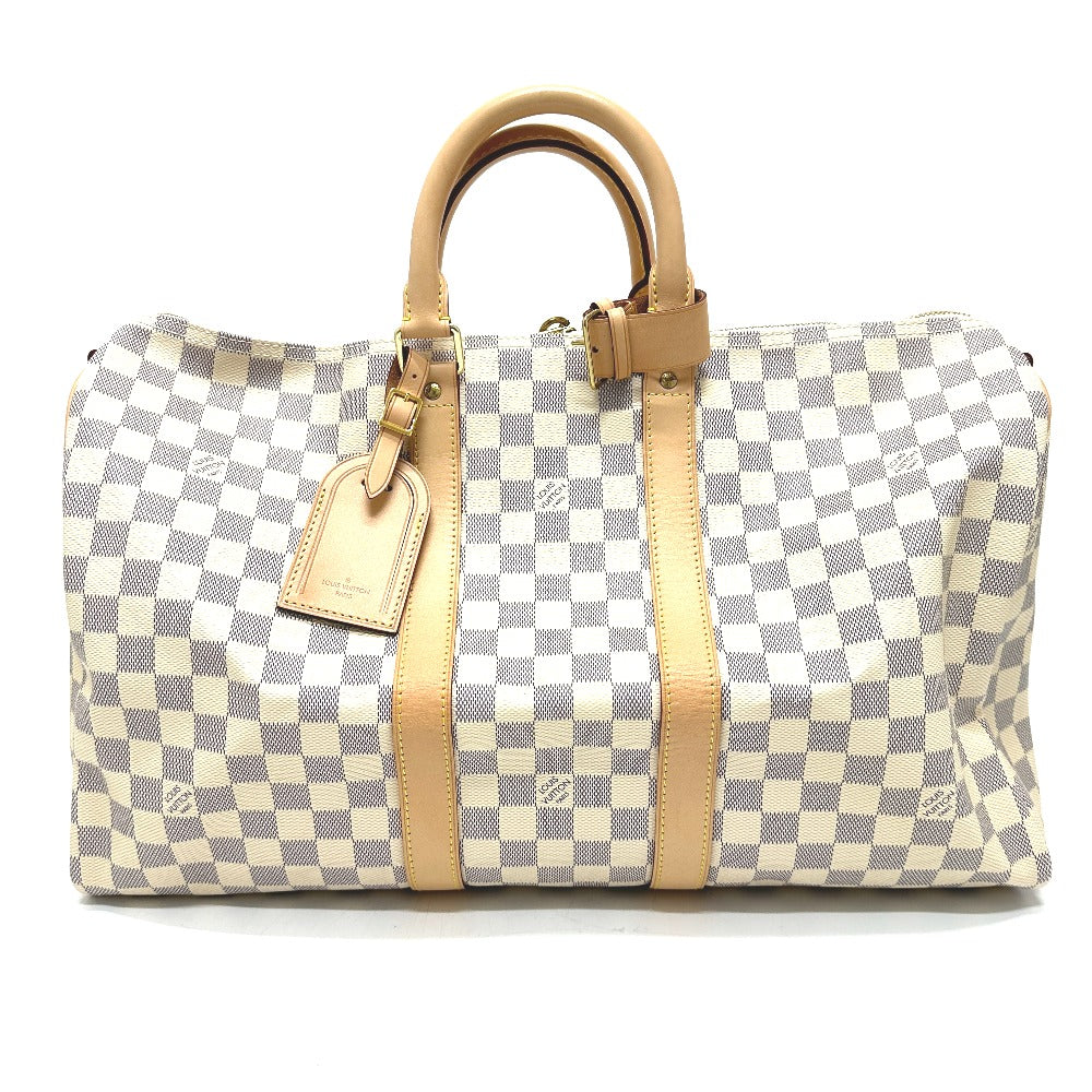 Louis Vuitton Boston Duffel N48223 Damier Azur Canvas White Travel Bag