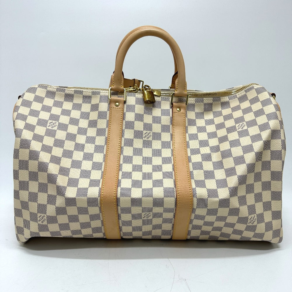 Louis Vuitton Boston Duffel N48223 Damier Azur Canvas White Travel Bag