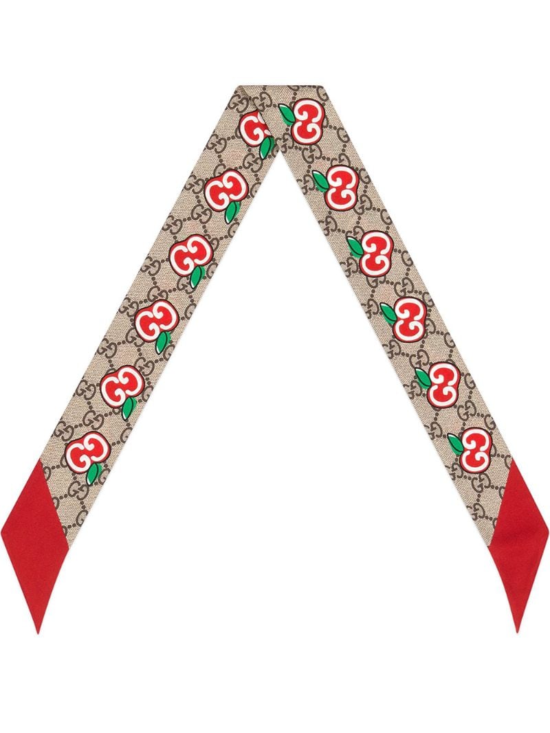 Gucci - GG Apple skinny scarf - women - Silk - One Size - Neutrals