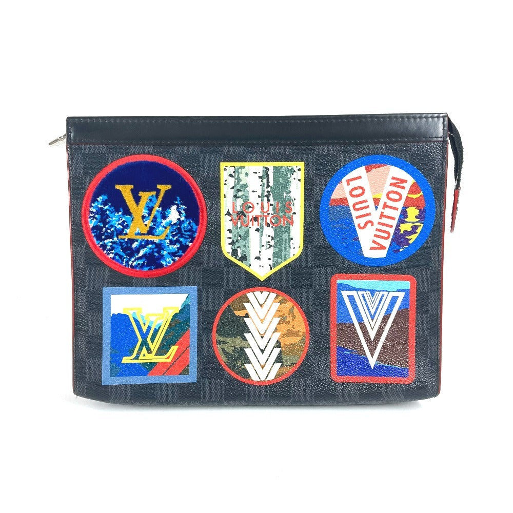 Louis Vuitton N60134 Damier Grafitto Damier Graphite Canvas Black Clutch Bag