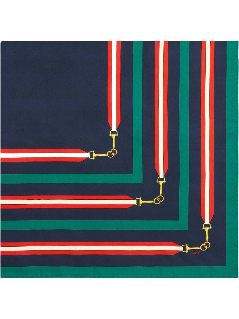Gucci - GG Horsebit scarf - women - Organic Silk - One Size - Blue
