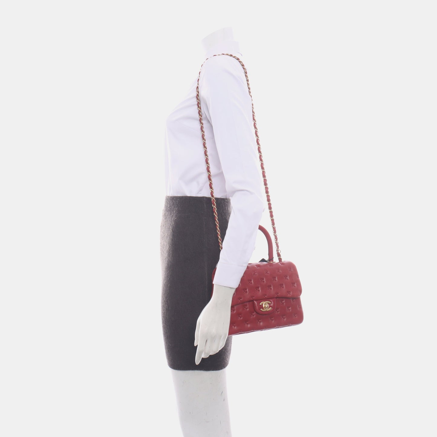 Chanel Paris-Rome Cross Stitch Coco Handle Lambskin Red Crossbody Bag