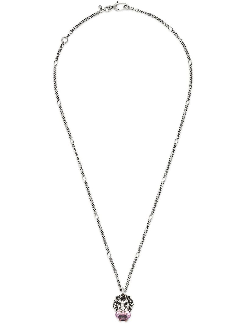 Gucci - lion head necklace - women - Crystal/Silver Plated Metal - One Size - SILVER