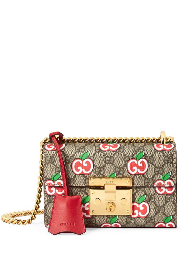 Gucci - small Padlock GG apple shoulder bag - women - Leather/Canvas/Microfibre - One Size - Neutrals