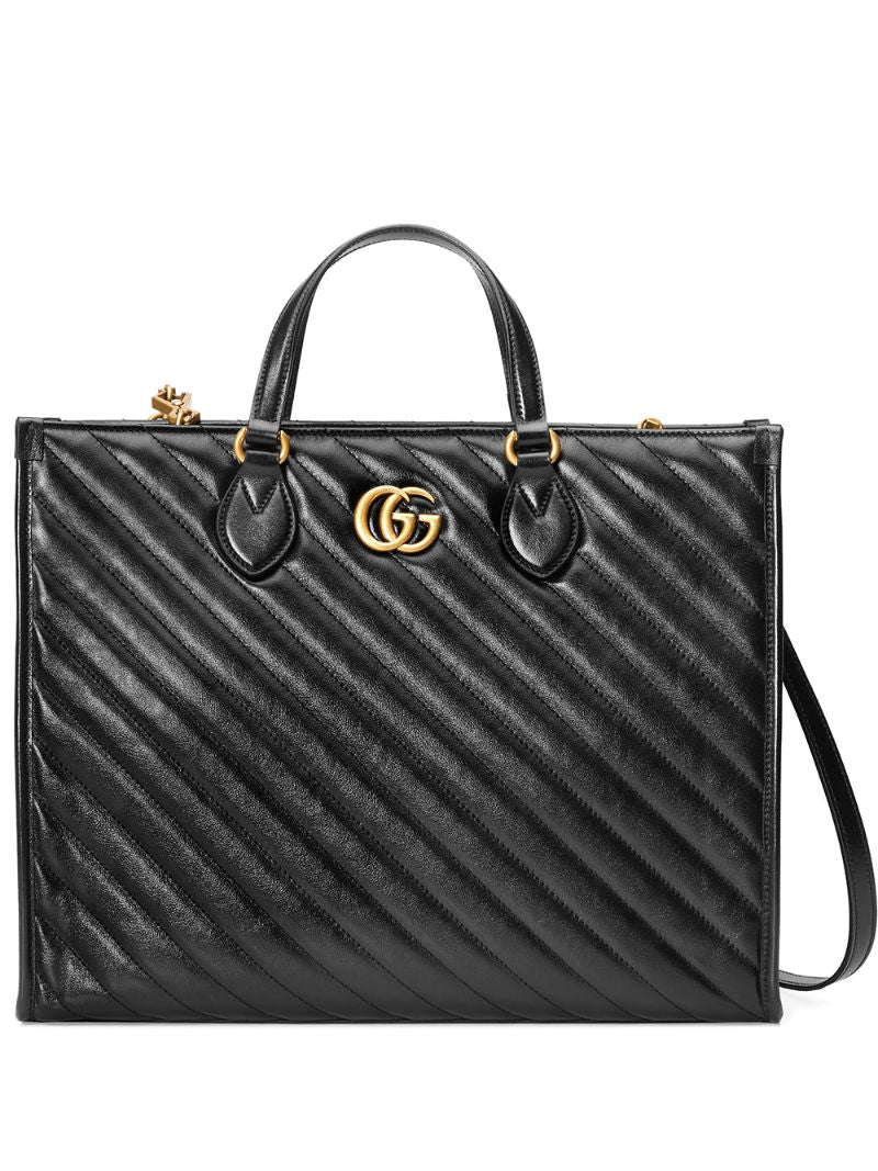Gucci - GG Marmont top-handle tote bag - women - Leather/metal/Microfibre - One Size - Black