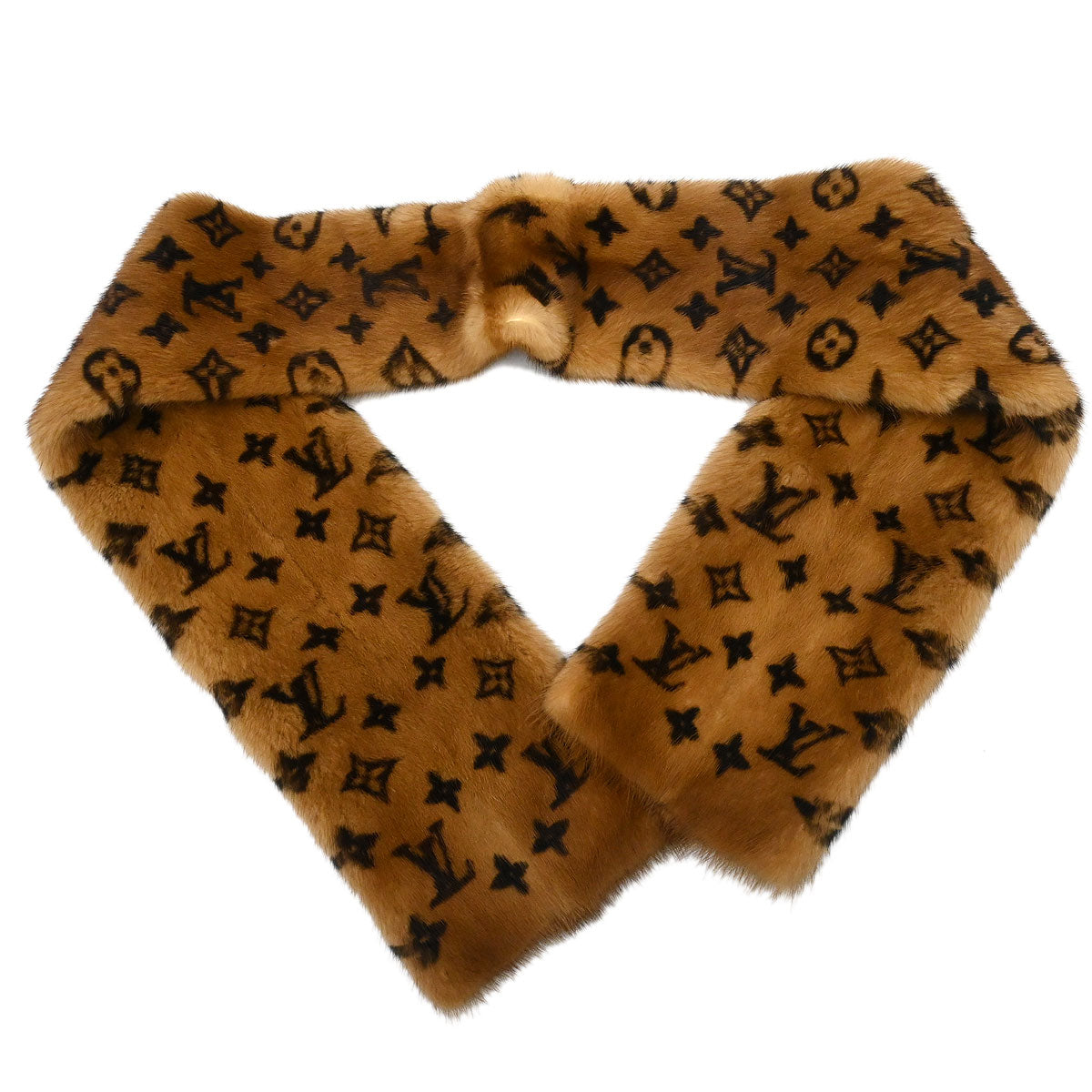 Louis Vuitton * Monogram Mink Shawl Stole Style 2