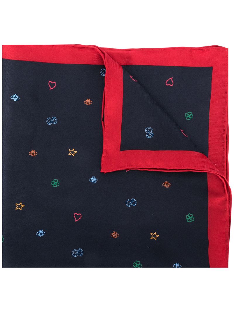 Gucci - Symbols pocket square - men - Silk - One Size - Blue