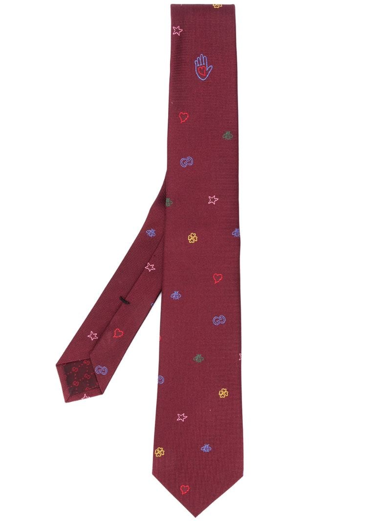 Gucci - embroidery embellished woven tie - men - Silk/Cupro - One Size - Red