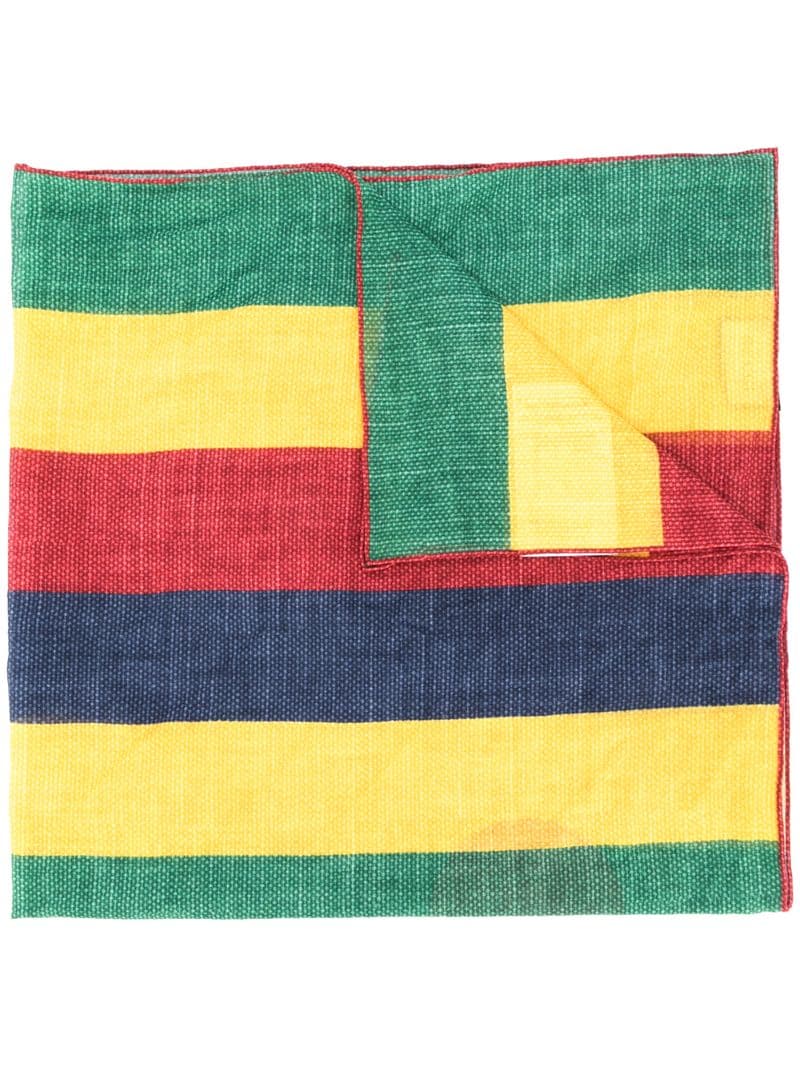 Gucci - striped logo print scarf - men - Cotton/Polyurethane - One Size - yellow