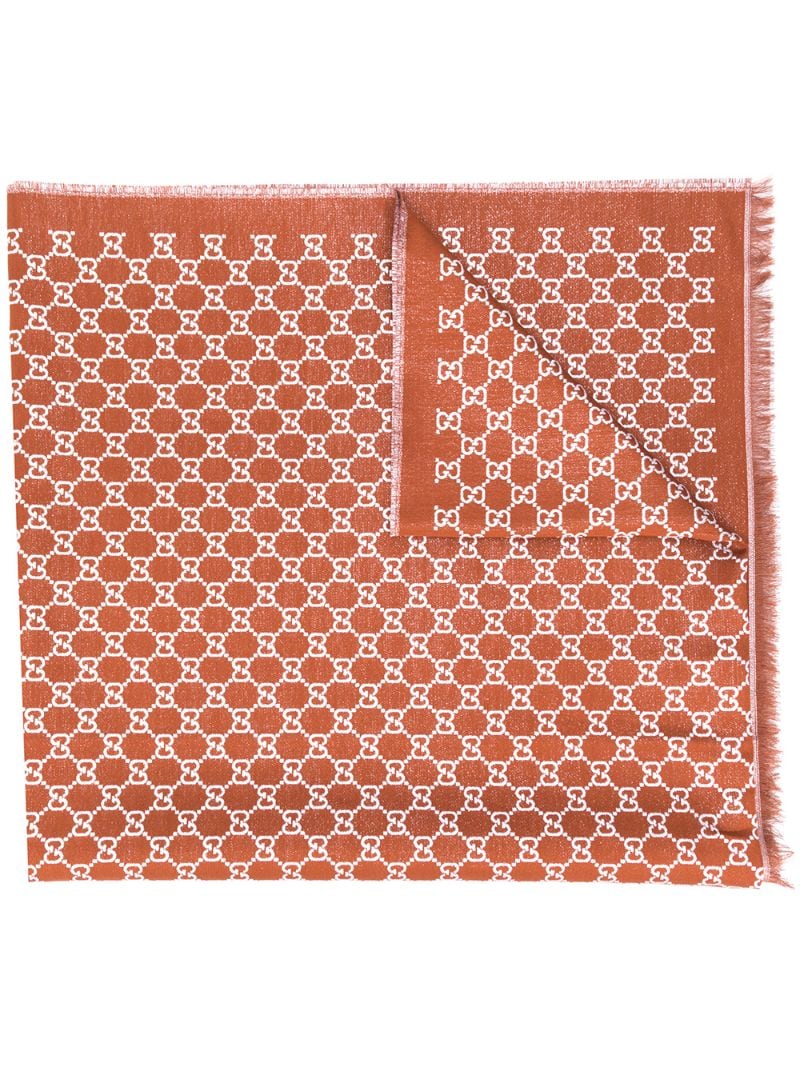 Gucci - GG scarf - women - Cotton/Viscose/Metallic Fibre - One Size - NEUTRALS