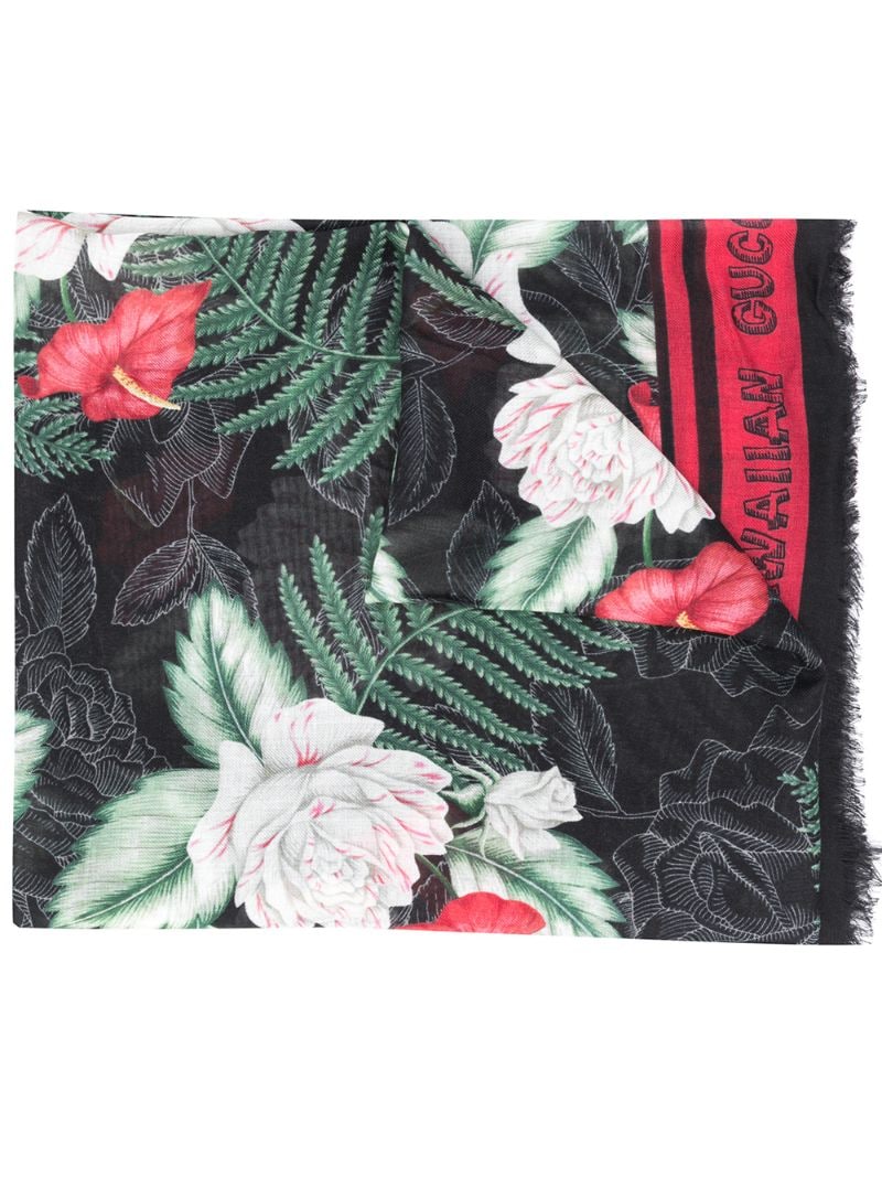 Gucci - Hawaiian print shawl - women - Silk/Modal - One Size - Black