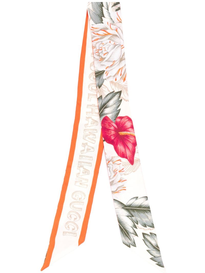 Gucci - Hawaiian print neck bow - women - Silk - One Size - NEUTRALS