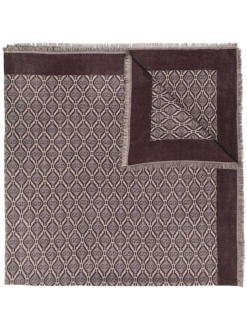 Gucci - jacquard-woven scarf - men - Silk/Cotton/Wool - One Size - NEUTRALS