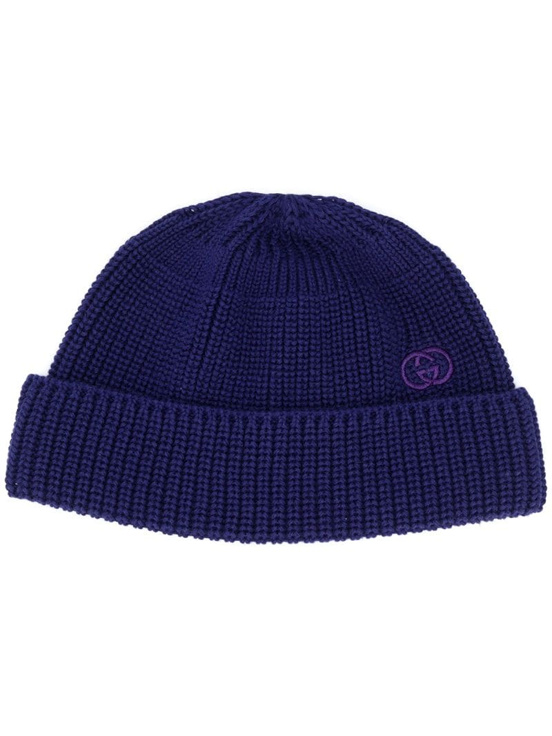 Gucci - Interlocking G ribbed beanie - men - Cotton/Polyester - M, L - Blue