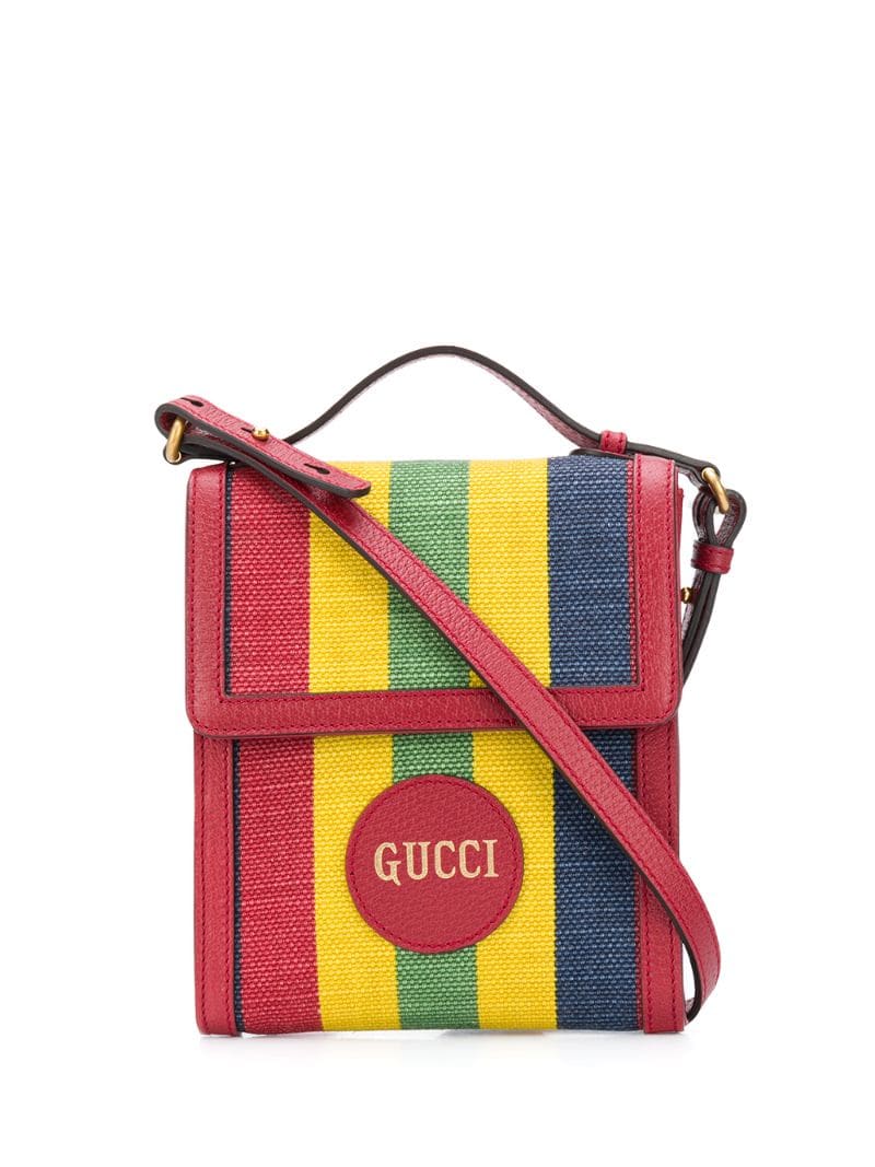 Gucci - Baiadera stripe crossbody bag - women - Calf Leather/Fabric - One Size - yellow