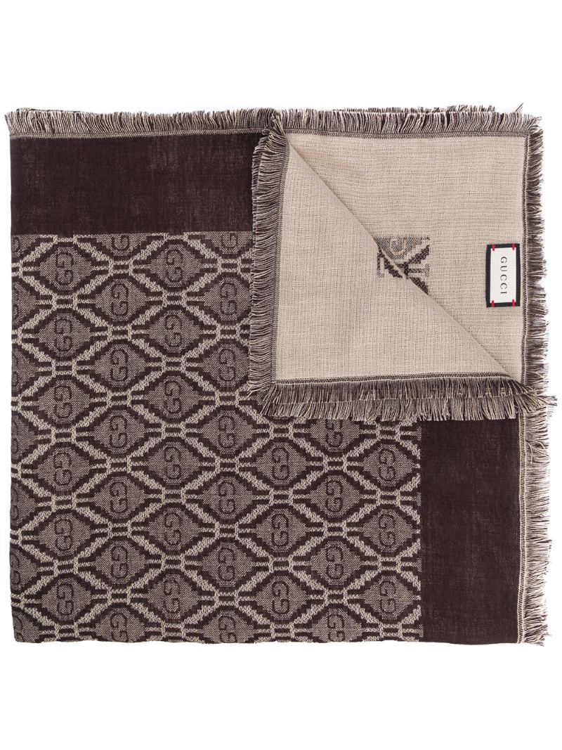 Gucci - GG monogram scarf - women - Silk/Cotton/Wool - One Size - Brown