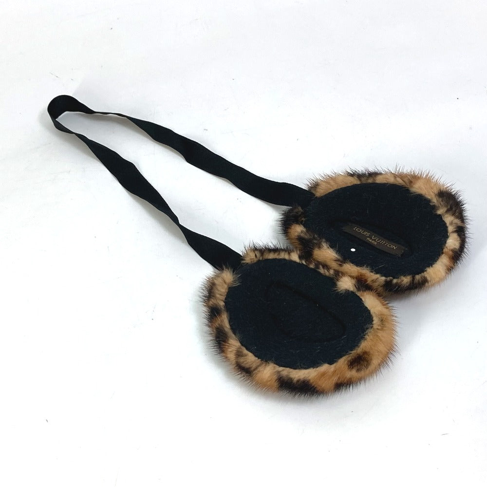 Louis Vuitton Earmuff fur Leopard Pattern Leopard Brown Handbag