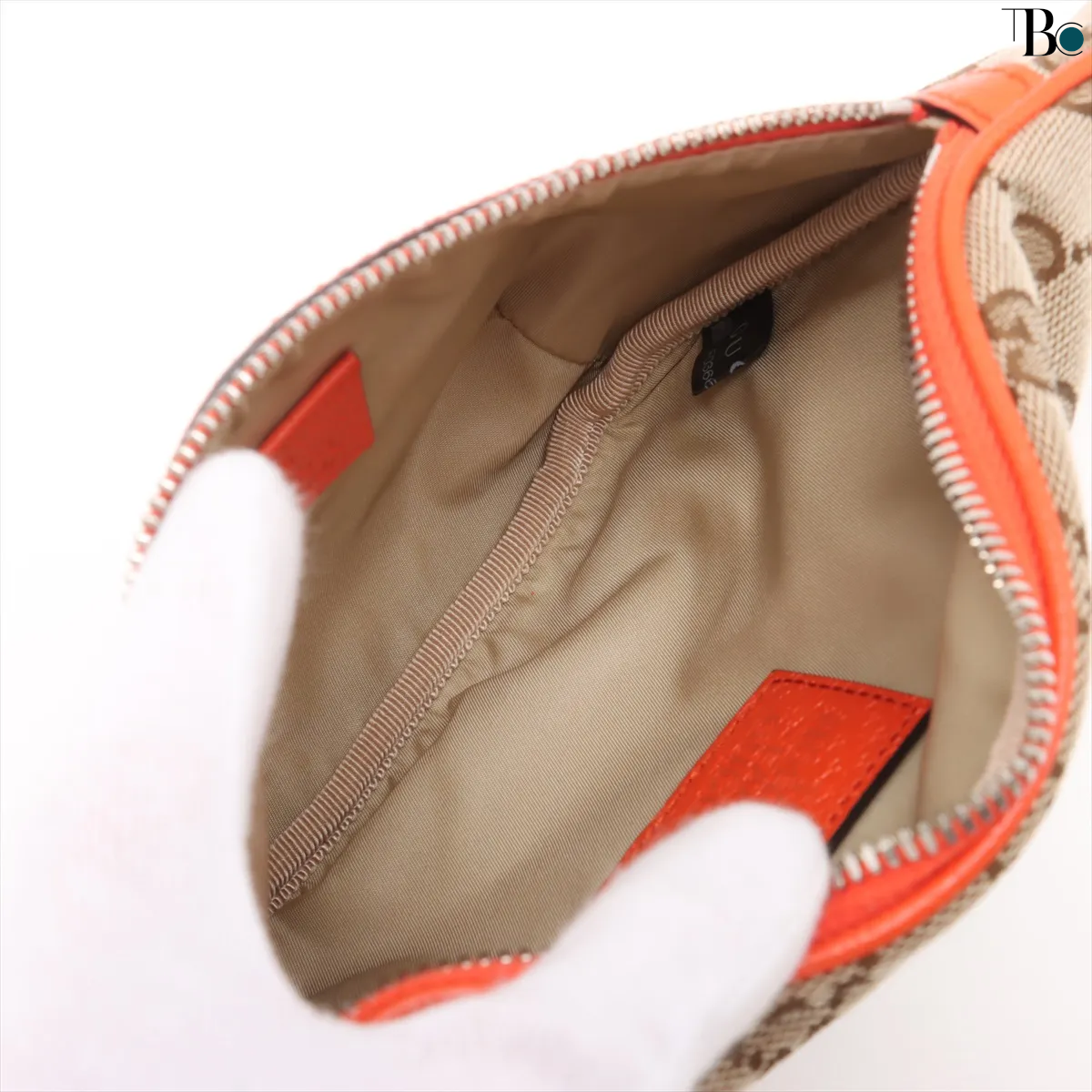 Gucci Ophidia Zip Belt Bag Gg Velvet Beige Canvas Clutche & Pouche Bag